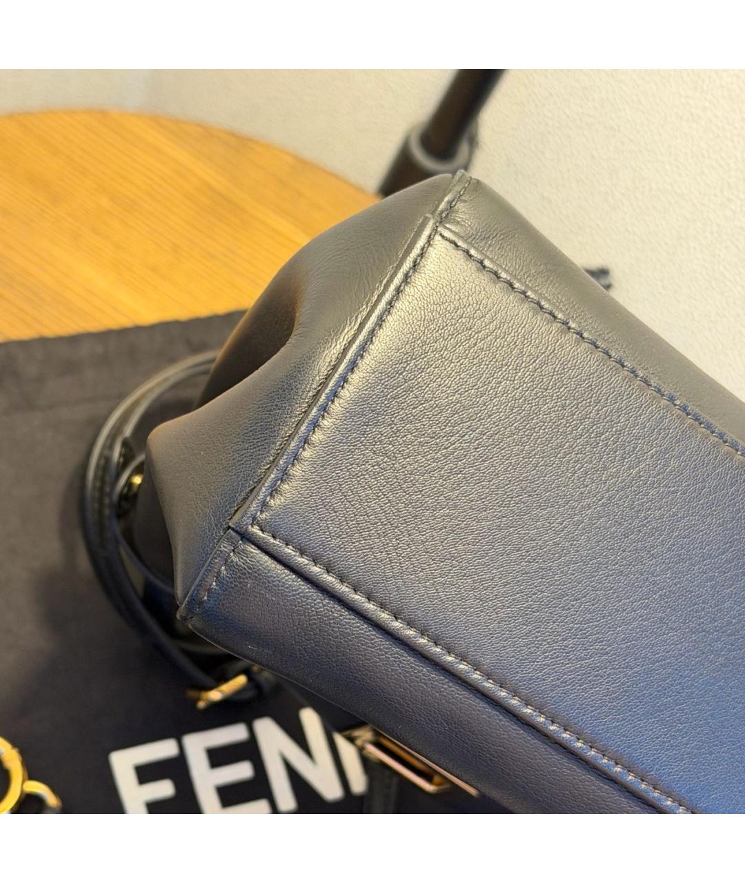 FENDI Черная кожаная сумка с короткими ручками, фото 7
