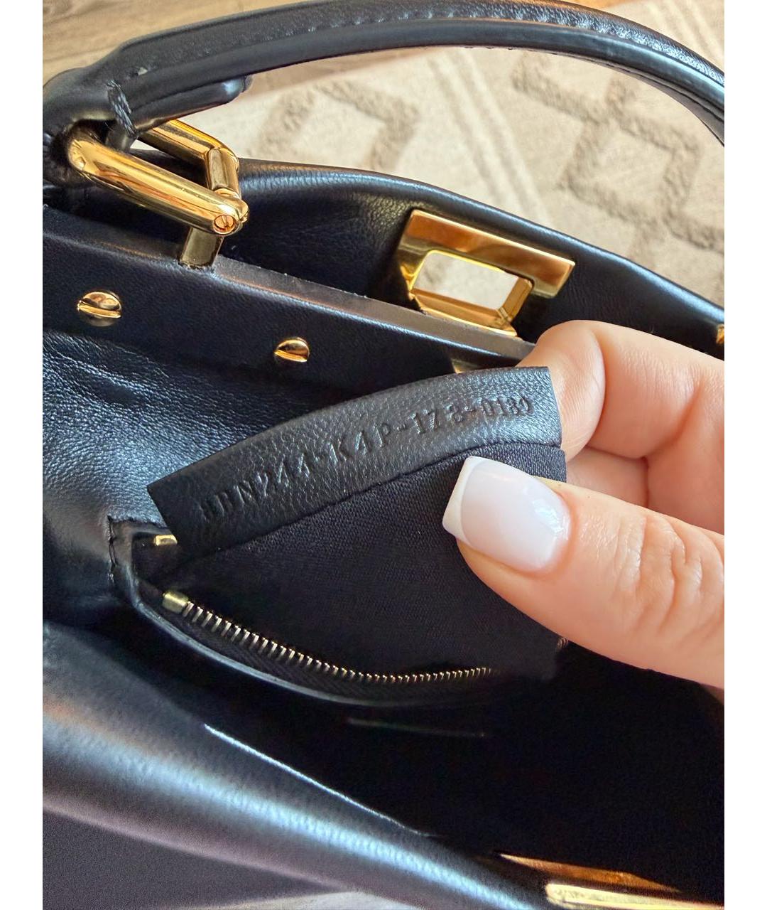 FENDI Черная кожаная сумка с короткими ручками, фото 8