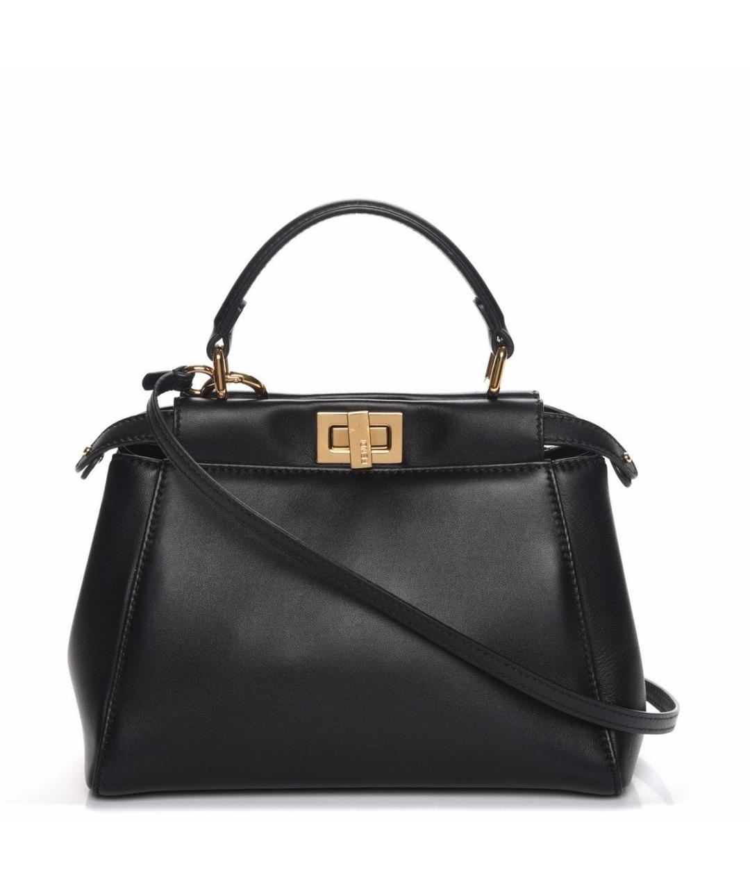 FENDI Черная кожаная сумка с короткими ручками, фото 9