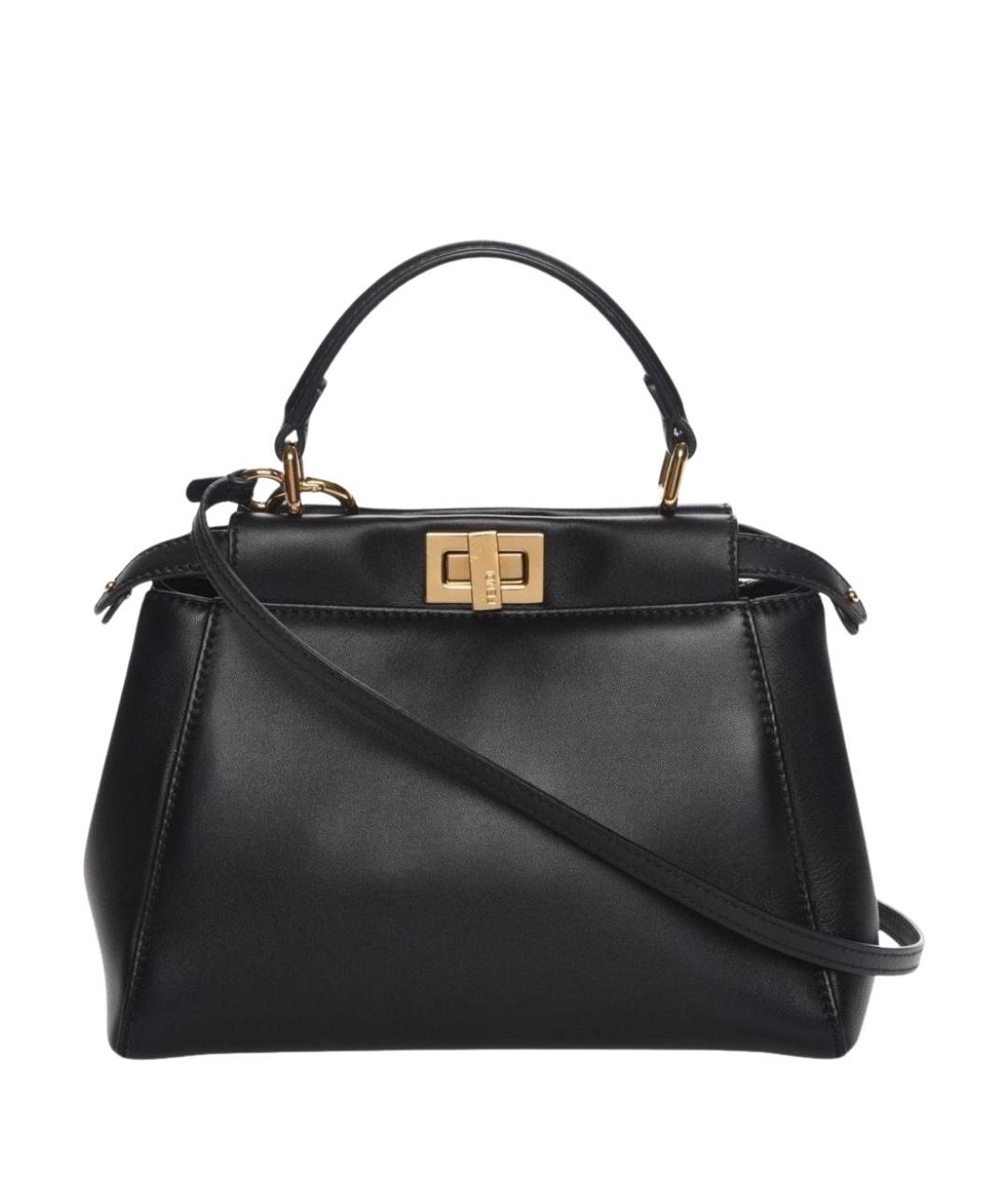 FENDI Черная кожаная сумка с короткими ручками, фото 1