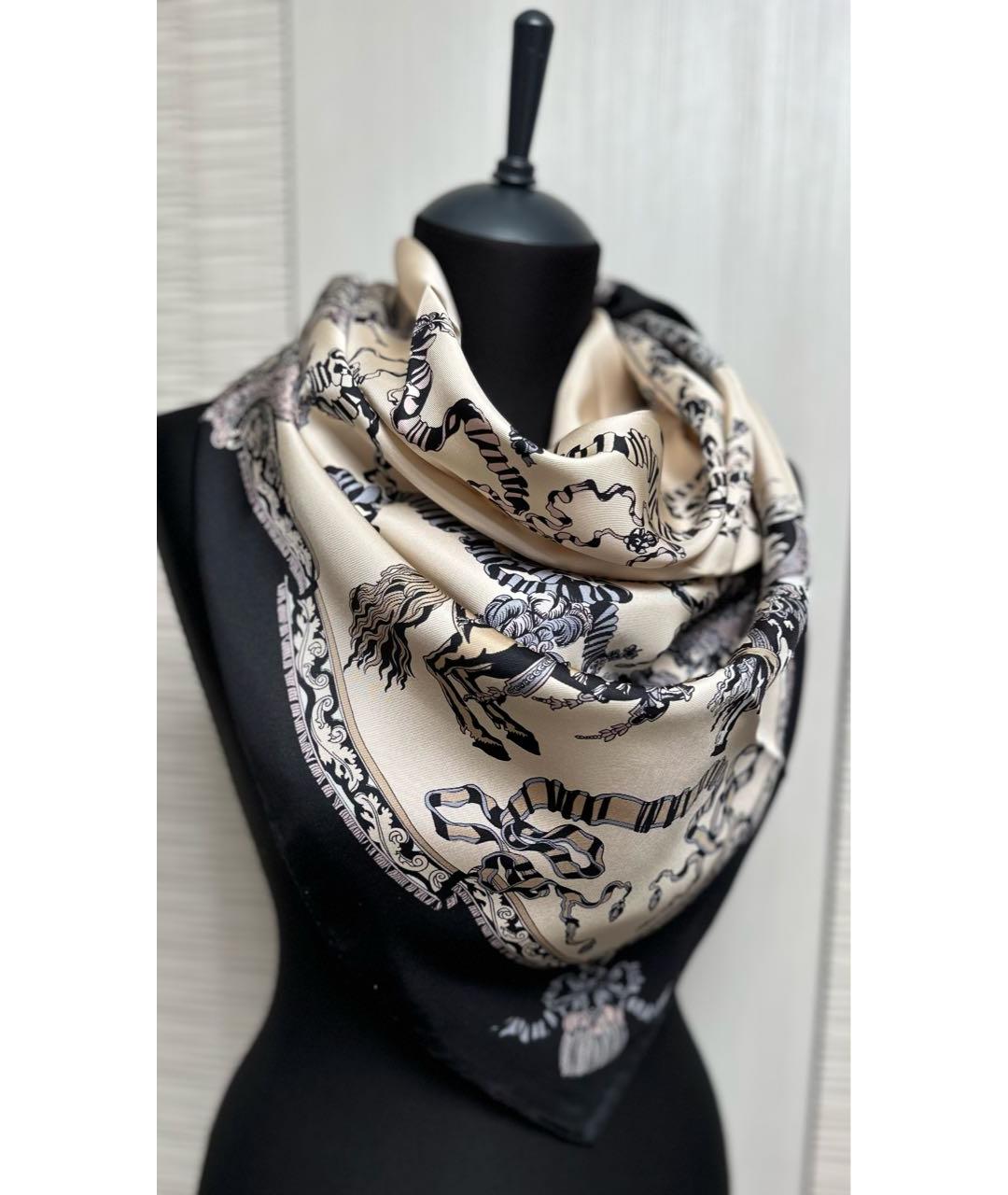 GUCCI Бежевый шелковый платок, фото 2