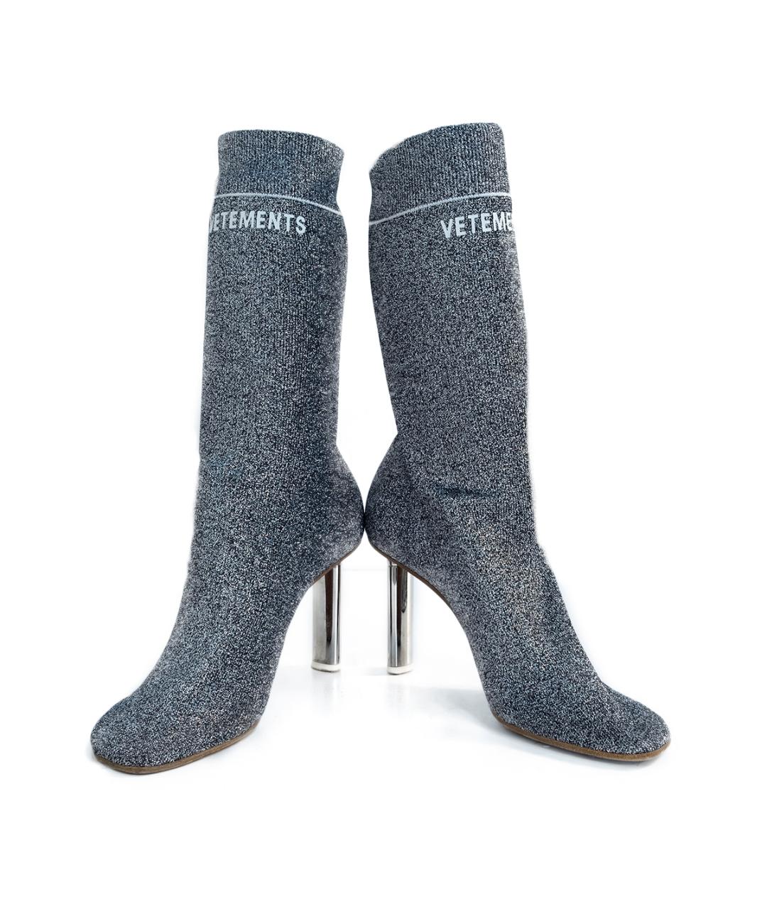 VETEMENTS Серебряные текстильные ботильоны, фото 4