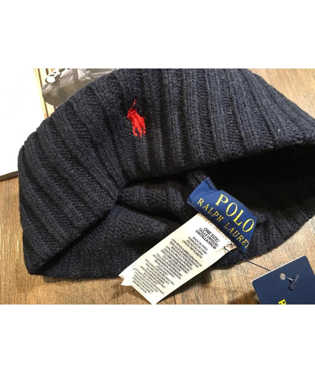 POLO RALPH LAUREN Черная шерстяная шапка, фото 4