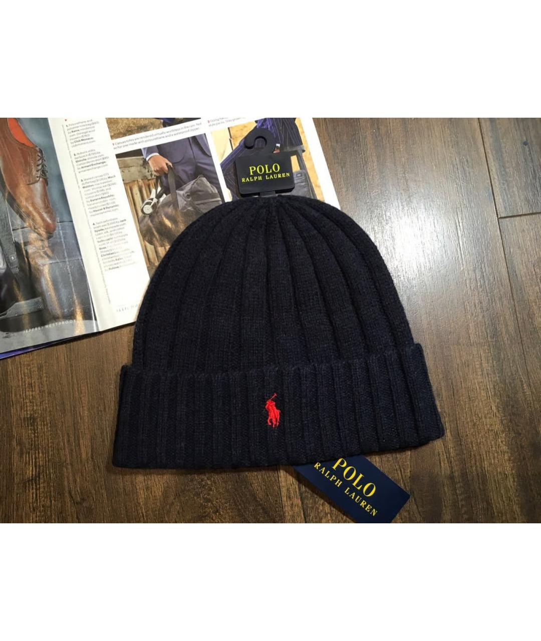 POLO RALPH LAUREN Черная шерстяная шапка, фото 2