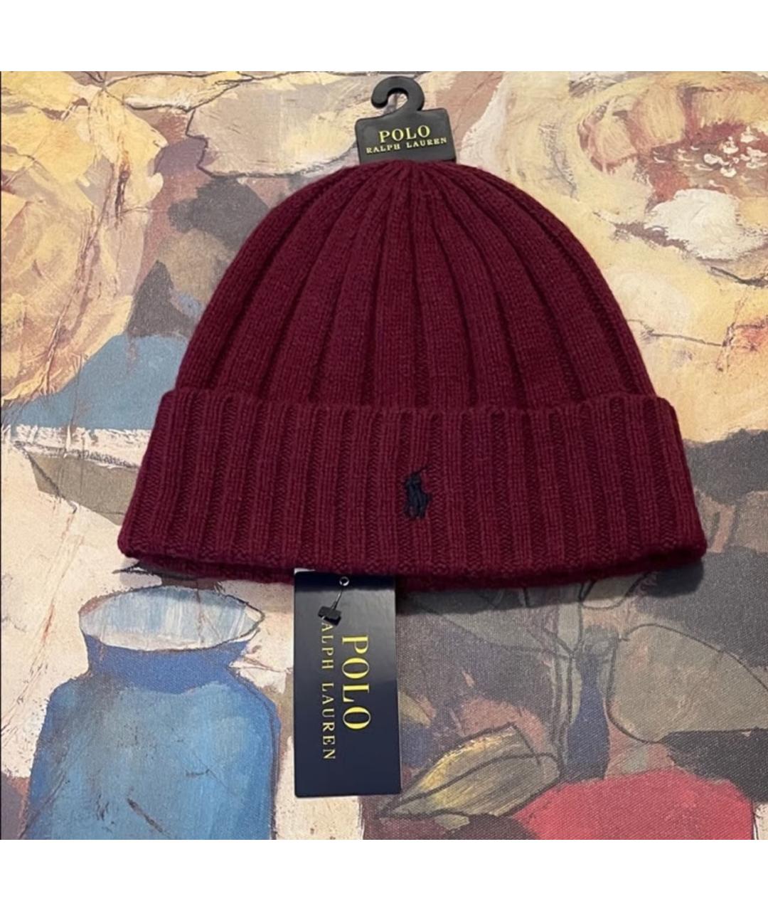 POLO RALPH LAUREN Бордовая шерстяная шапка, фото 2