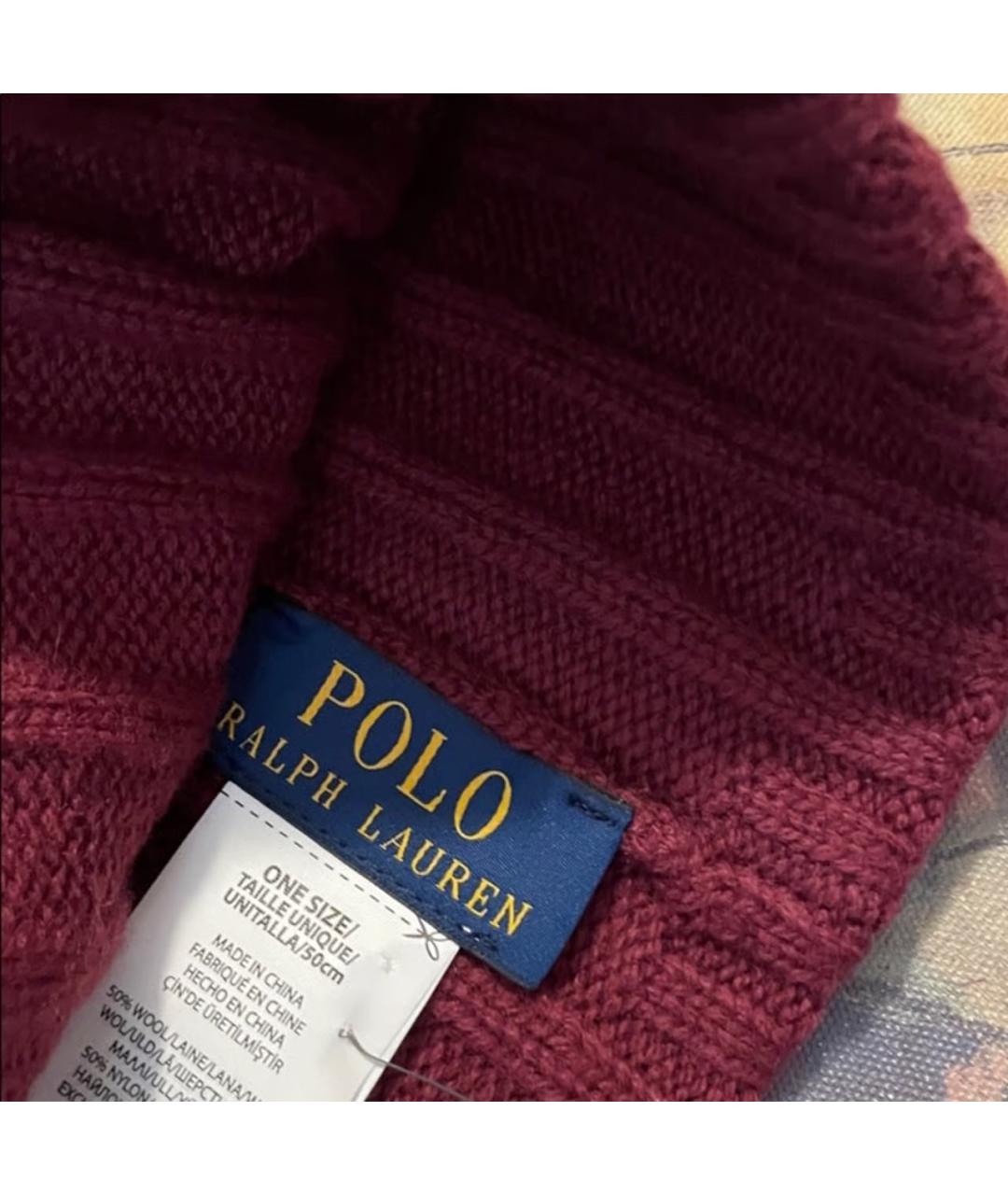 POLO RALPH LAUREN Бордовая шерстяная шапка, фото 3