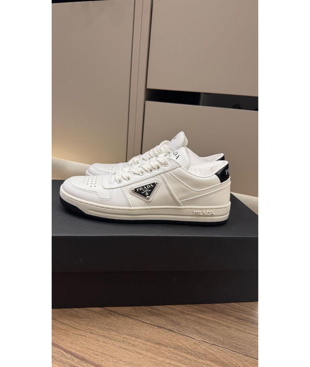PRADA Белые кожаные кроссовки, фото 2