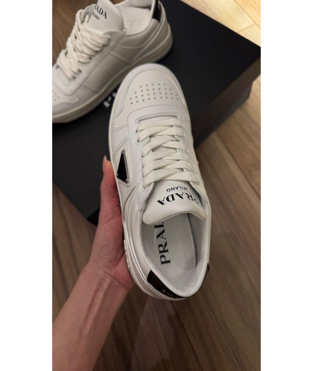 PRADA Белые кожаные кроссовки, фото 4