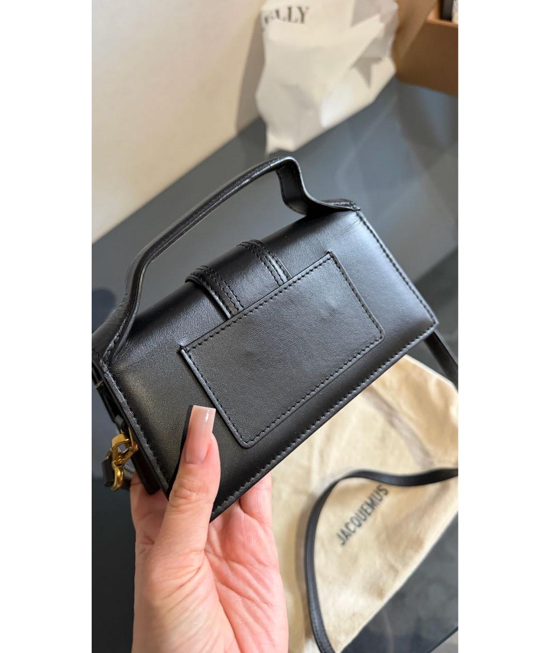 JACQUEMUS Черная кожаная сумка с короткими ручками, фото 4