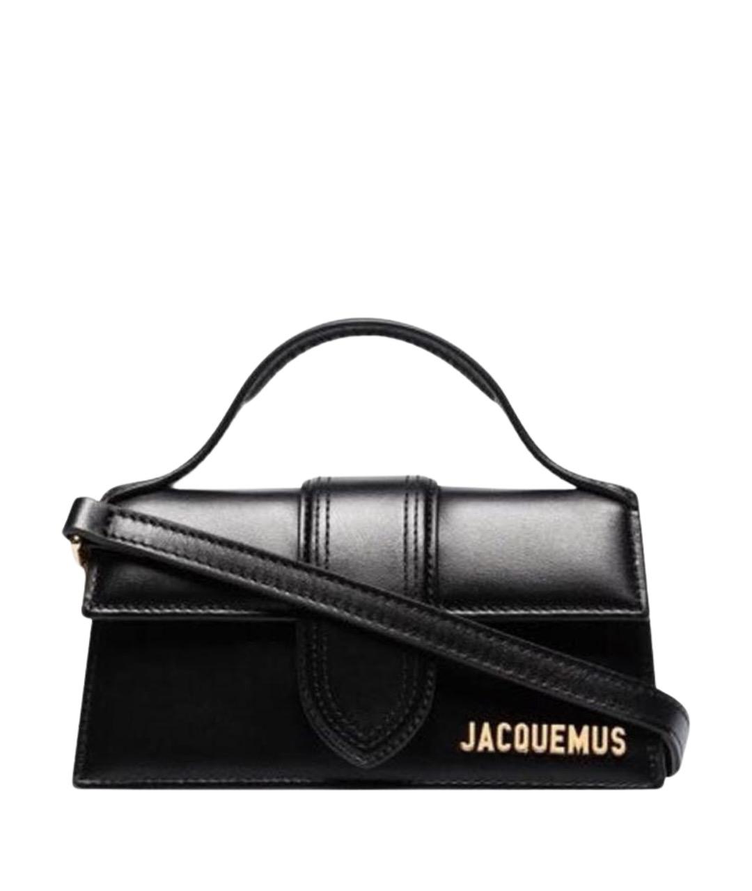 JACQUEMUS Черная кожаная сумка с короткими ручками, фото 1