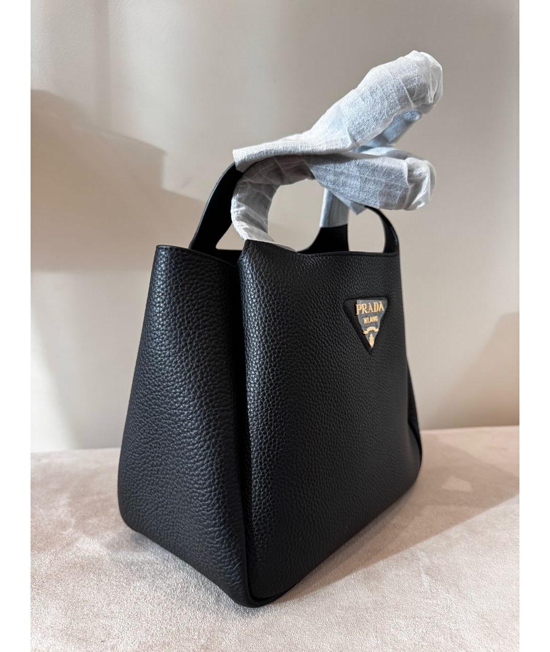 PRADA Черная кожаная сумка с короткими ручками, фото 2