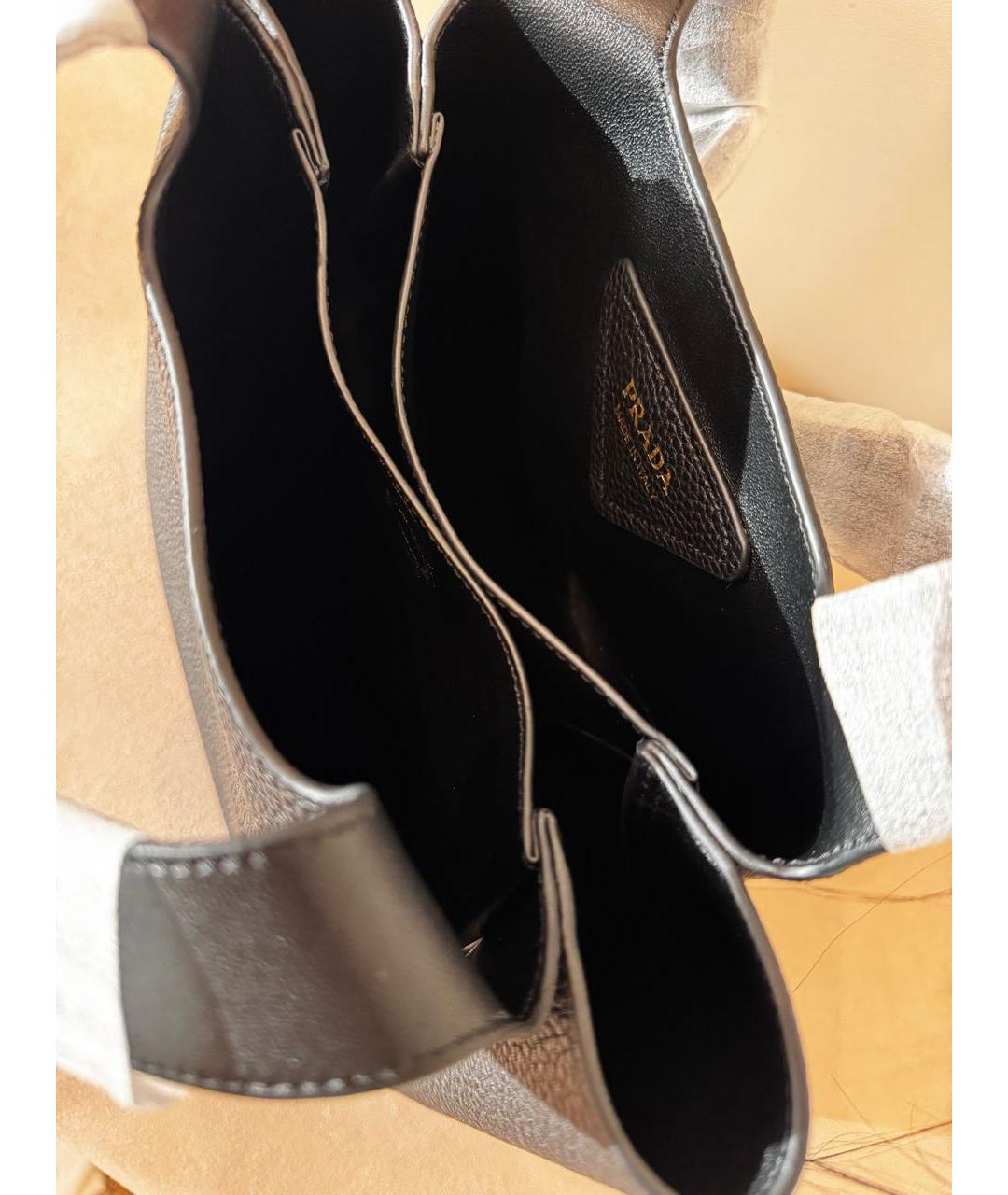 PRADA Черная кожаная сумка с короткими ручками, фото 4