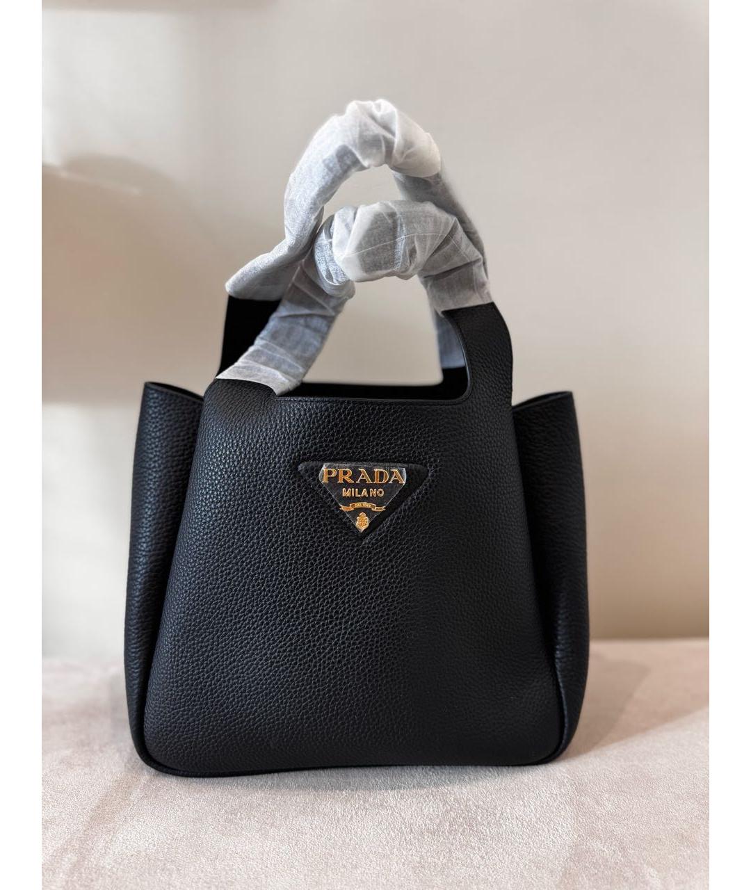 PRADA Черная кожаная сумка с короткими ручками, фото 6
