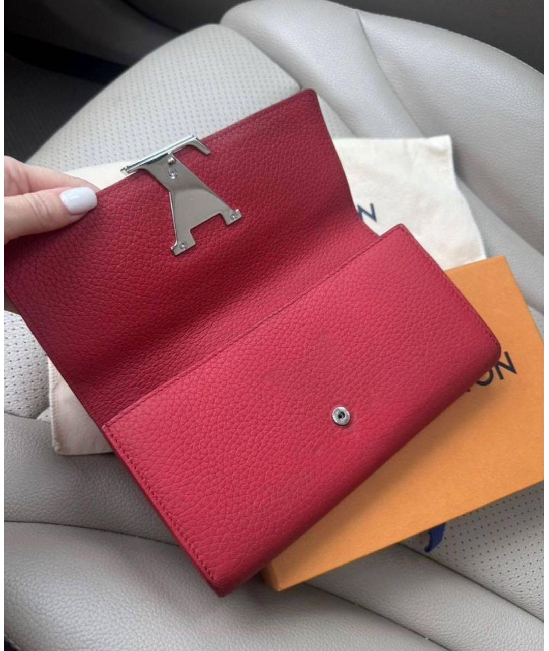 LOUIS VUITTON Красный кожаный кошелек, фото 3