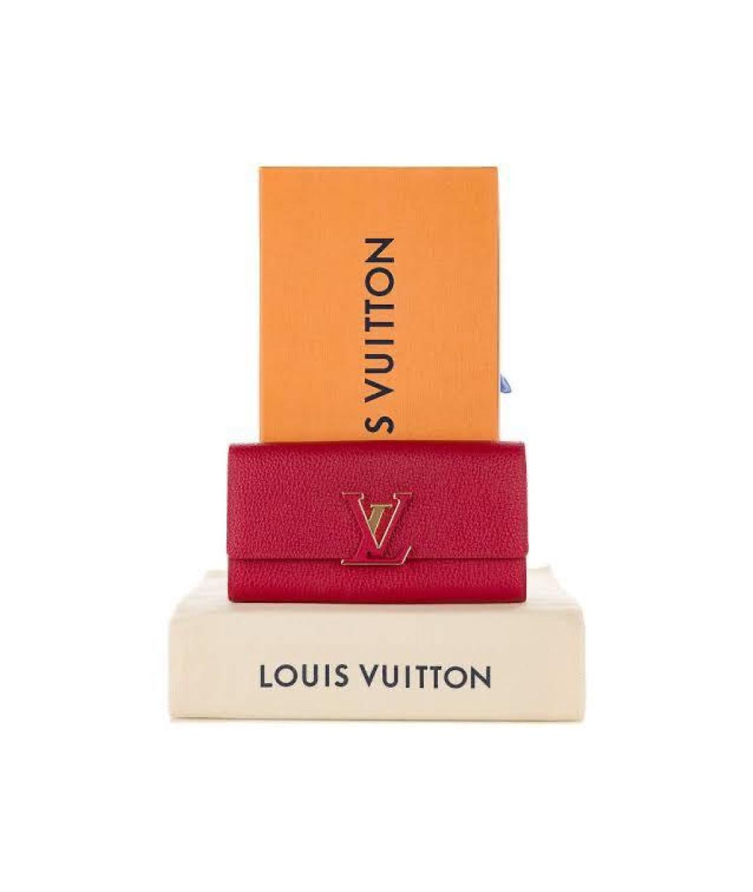 LOUIS VUITTON Красный кожаный кошелек, фото 5