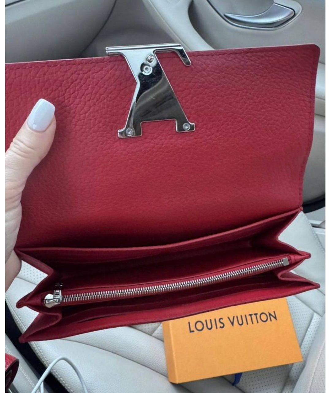 LOUIS VUITTON Красный кожаный кошелек, фото 2