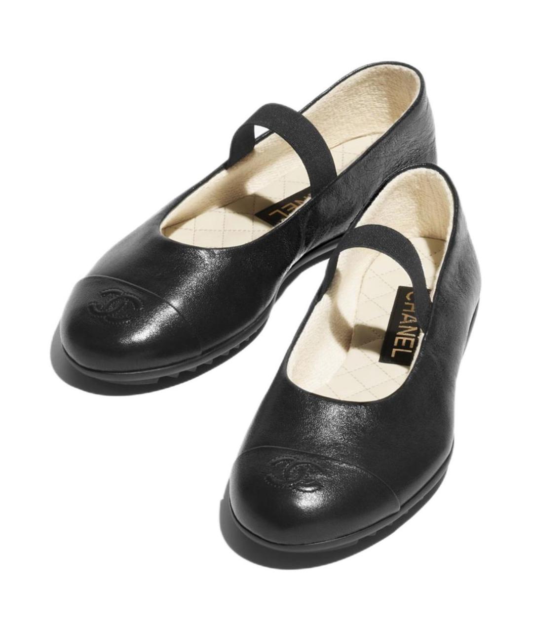 CHANEL Черные кожаные балетки, фото 4