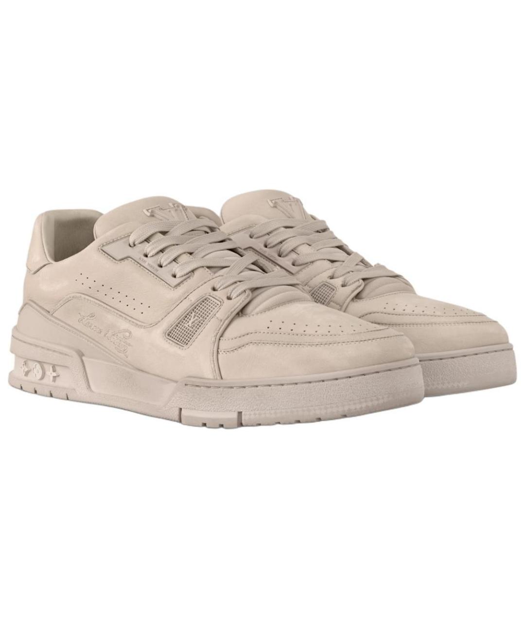 LOUIS VUITTON Бежевые кожаные низкие кроссовки / кеды, фото 3