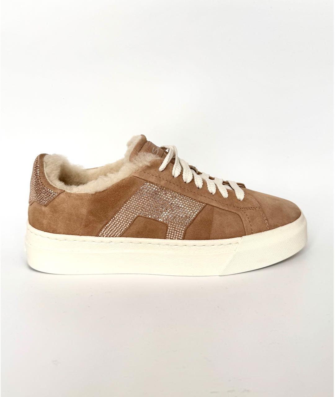 SANTONI Бежевые замшевые кеды, фото 5