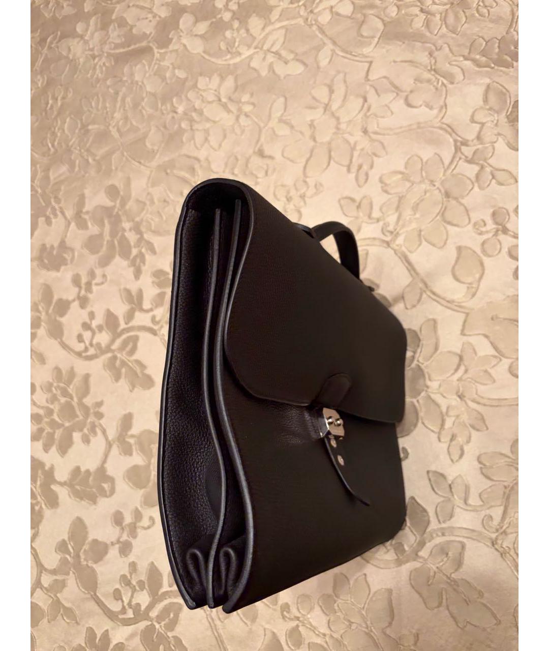 HERMES Черный кожаный портфель, фото 5