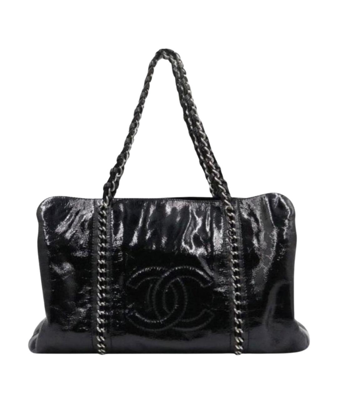 CHANEL Черная сумка тоут из лакированной кожи, фото 1