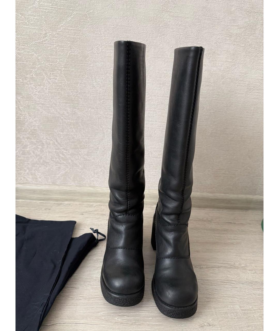 JIL SANDER Черные кожаные сапоги, фото 2