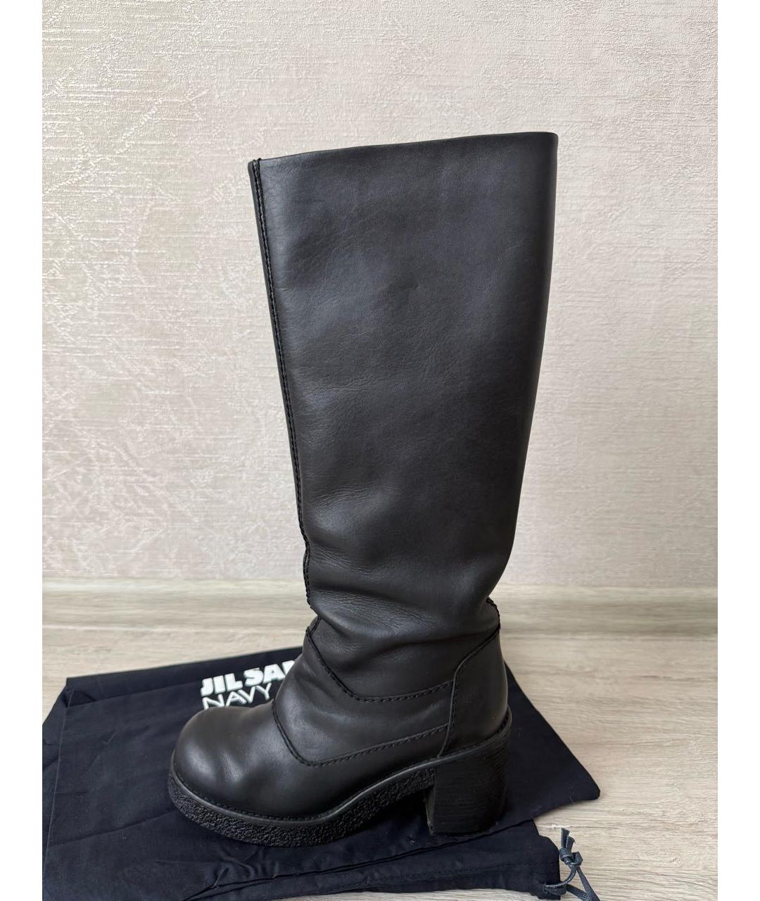 JIL SANDER Черные кожаные сапоги, фото 9