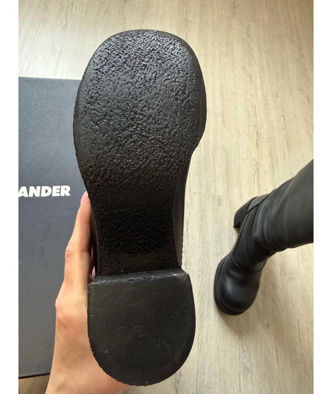 JIL SANDER Черные кожаные сапоги, фото 6