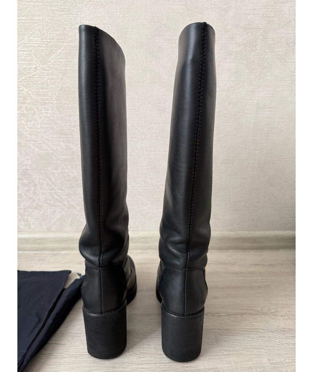 JIL SANDER Черные кожаные сапоги, фото 4