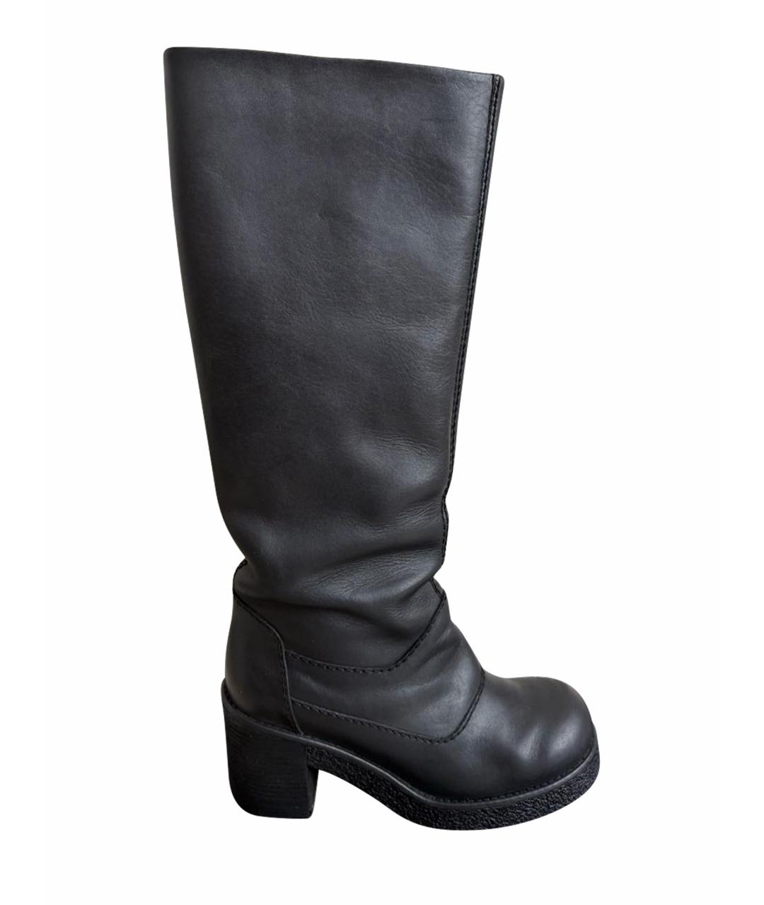 JIL SANDER Черные кожаные сапоги, фото 1