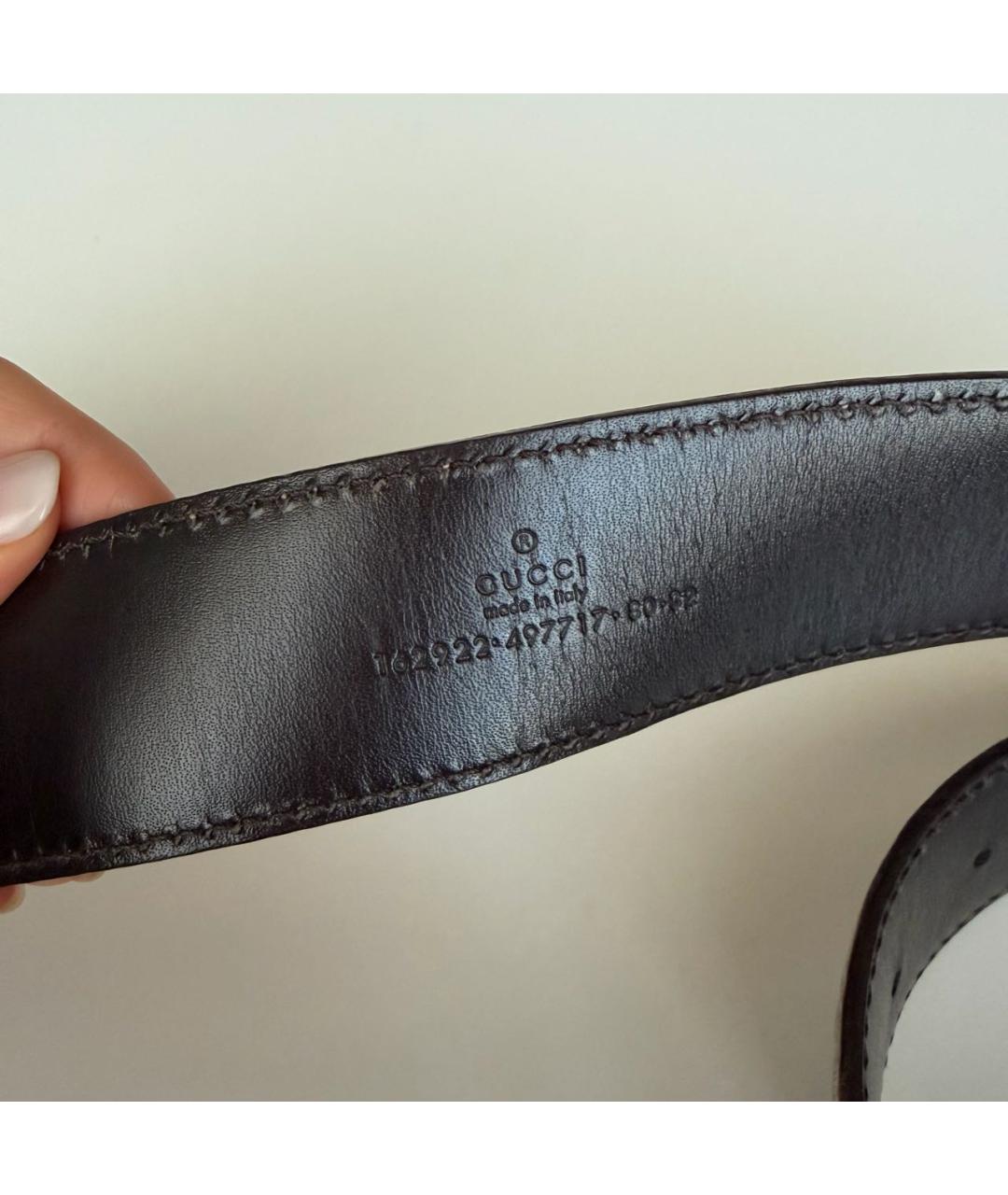 GUCCI Серебрянный кожаный ремень, фото 3