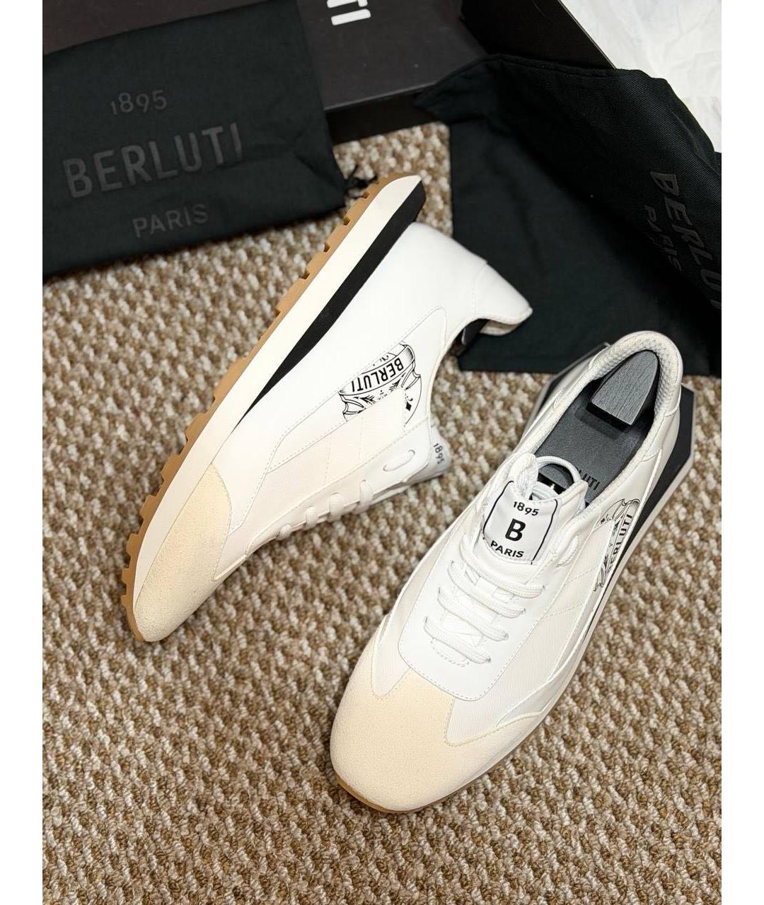 BERLUTI Белые кожаные низкие кроссовки / кеды, фото 8