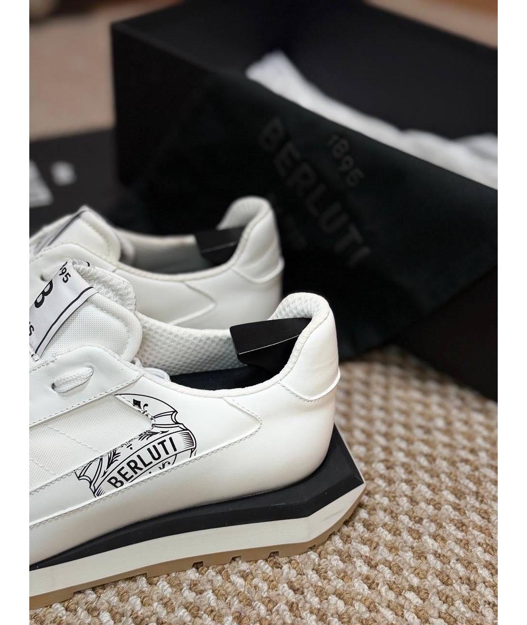 BERLUTI Белые кожаные низкие кроссовки / кеды, фото 7