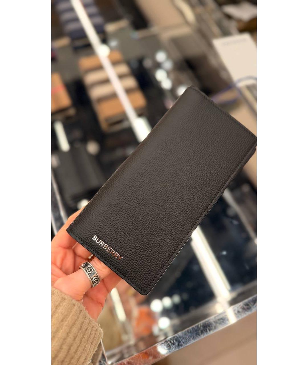 BURBERRY Черный кожаный кошелек, фото 2