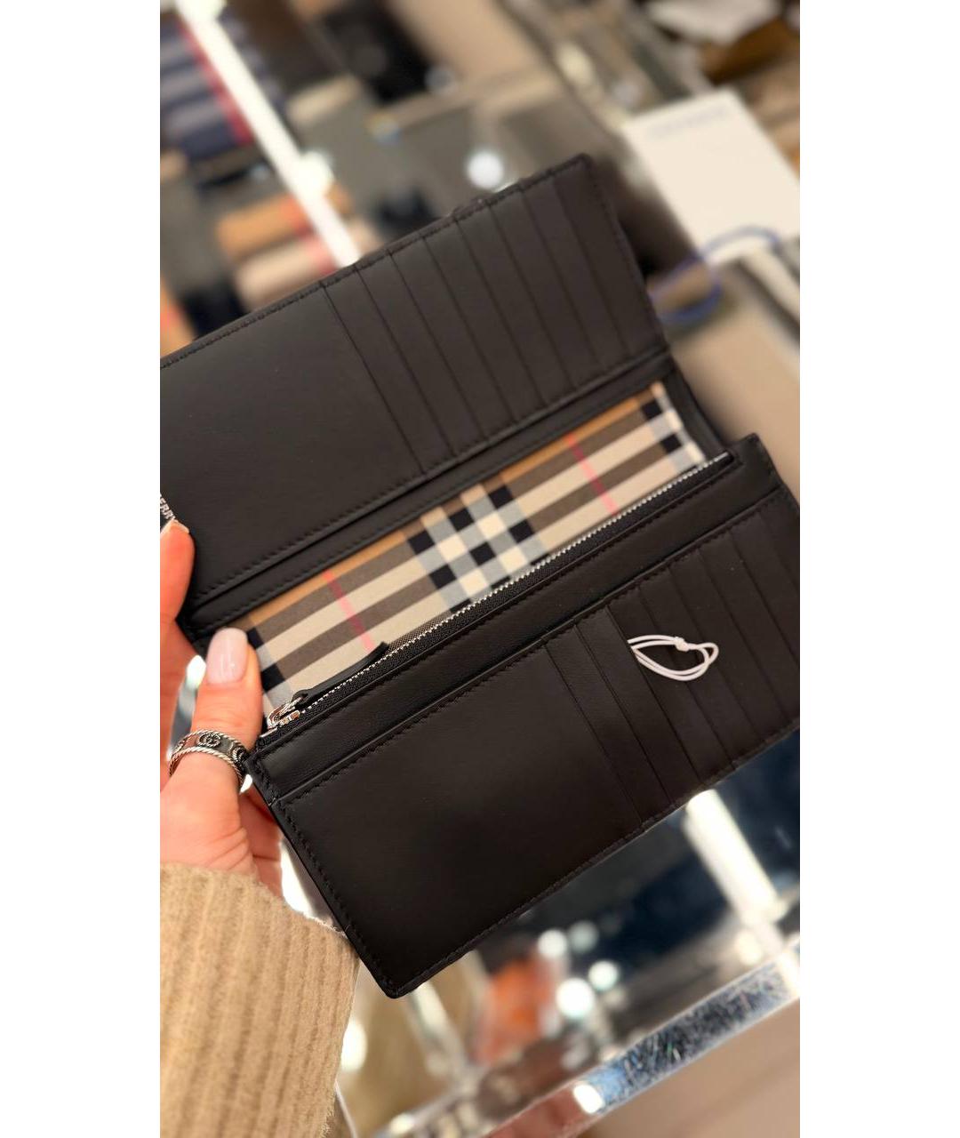 BURBERRY Черный кожаный кошелек, фото 3