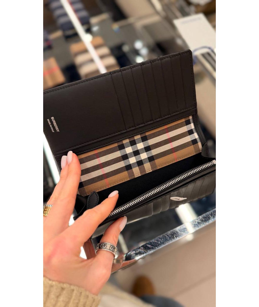 BURBERRY Черный кожаный кошелек, фото 4