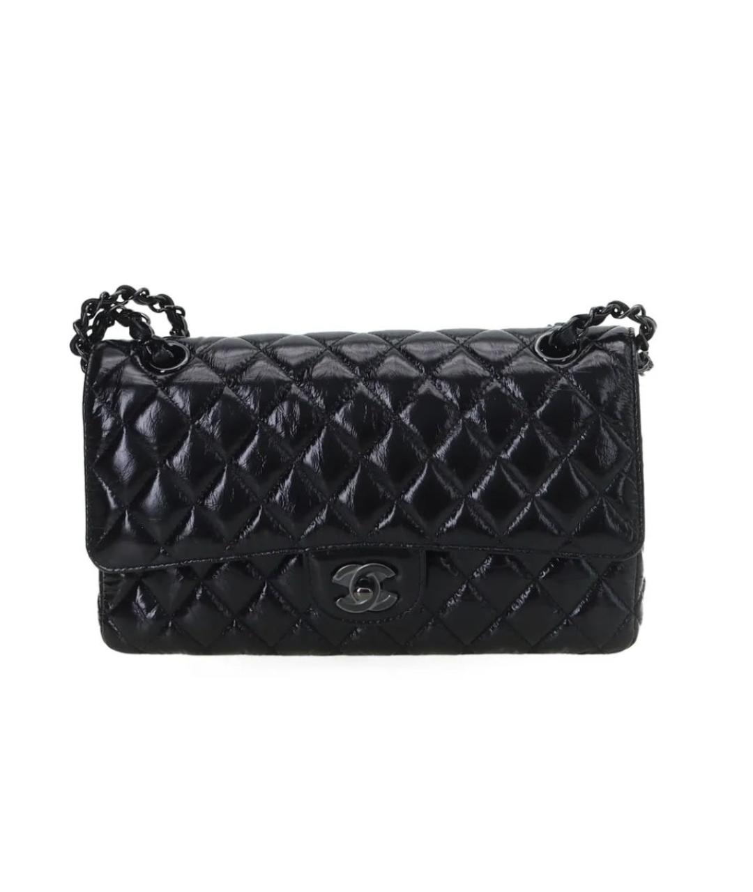 CHANEL Черная сумка через плечо из лакированной кожи, фото 6