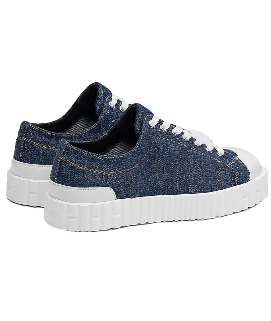 HERMES Синие текстильные кеды, фото 4