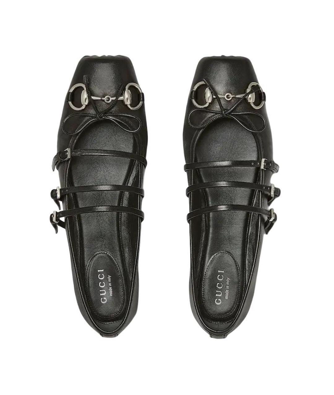 GUCCI Черные кожаные балетки, фото 4