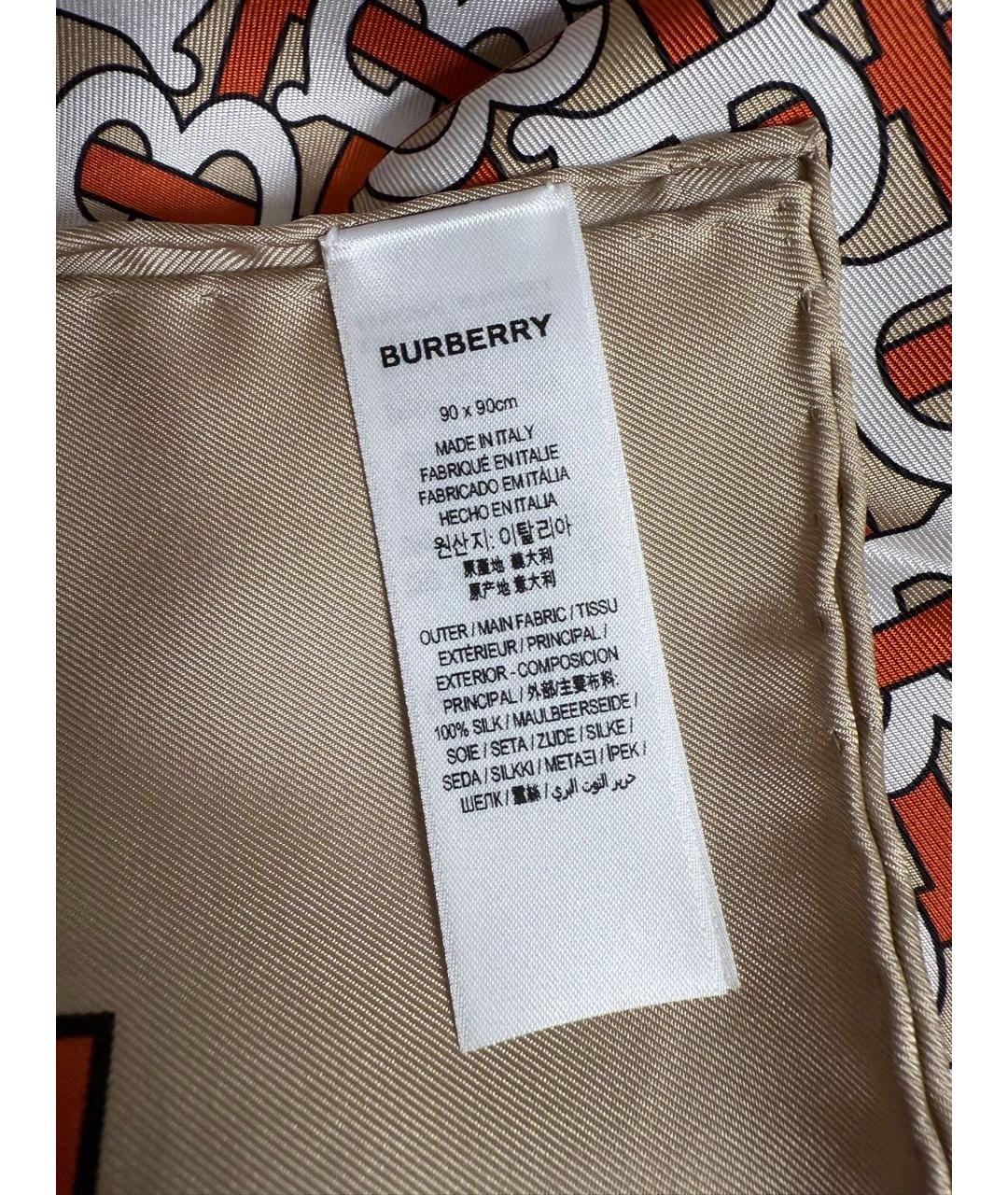 BURBERRY Оранжевый шелковый платок, фото 6