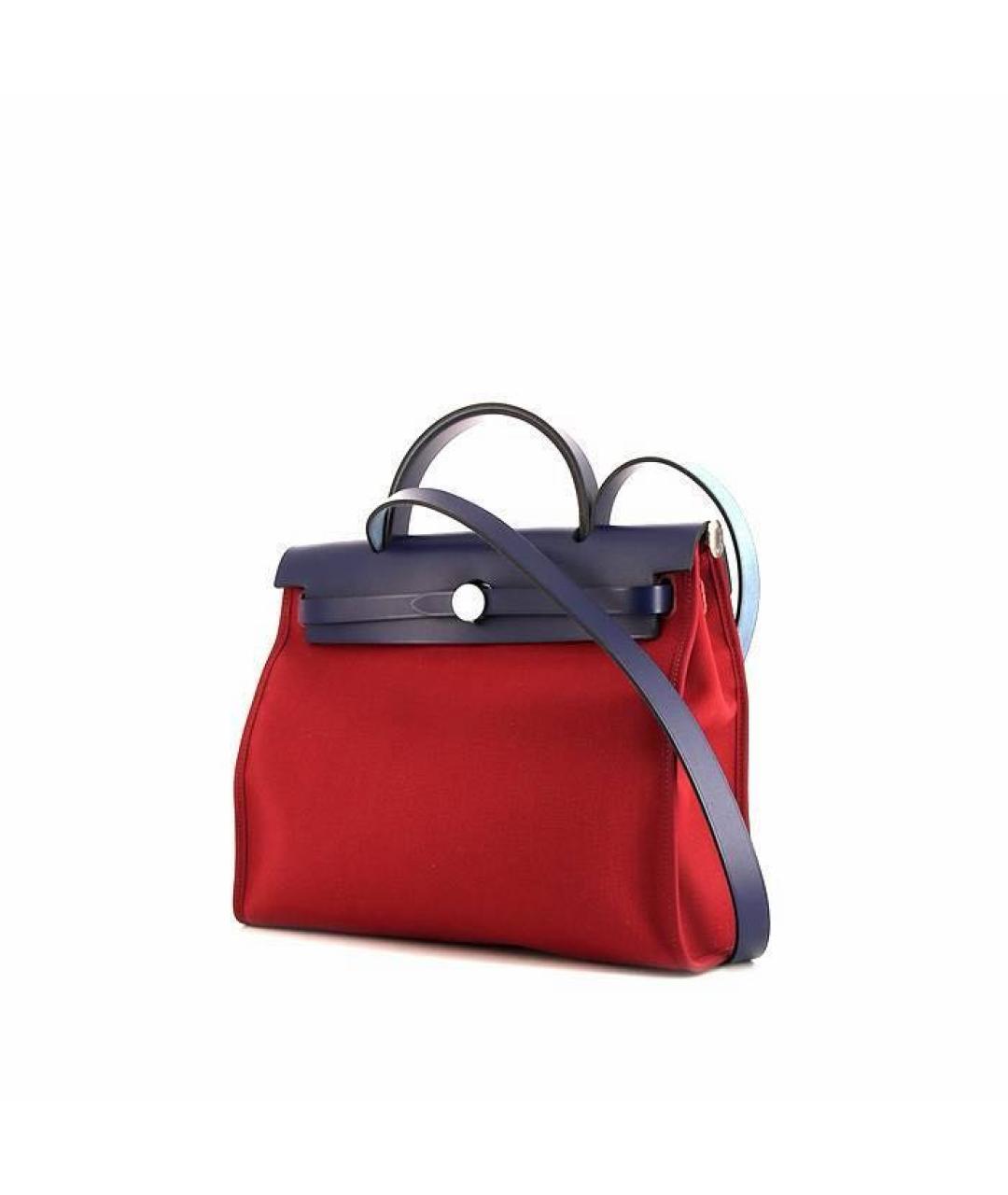 HERMES Бордовая тканевая сумка с короткими ручками, фото 2