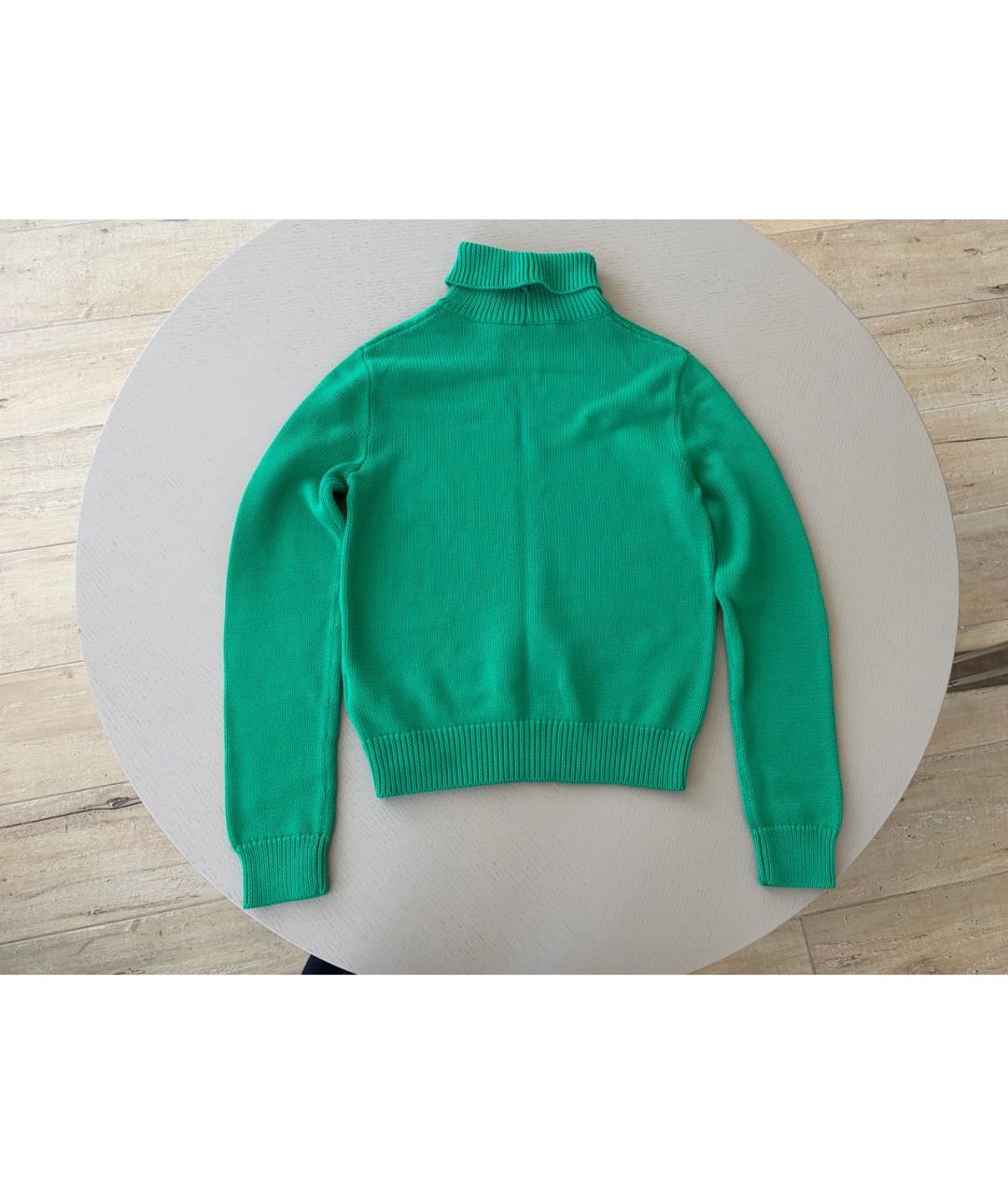 RALPH LAUREN PURPLE LABEL Зеленый хлопковый джемпер / свитер, фото 2