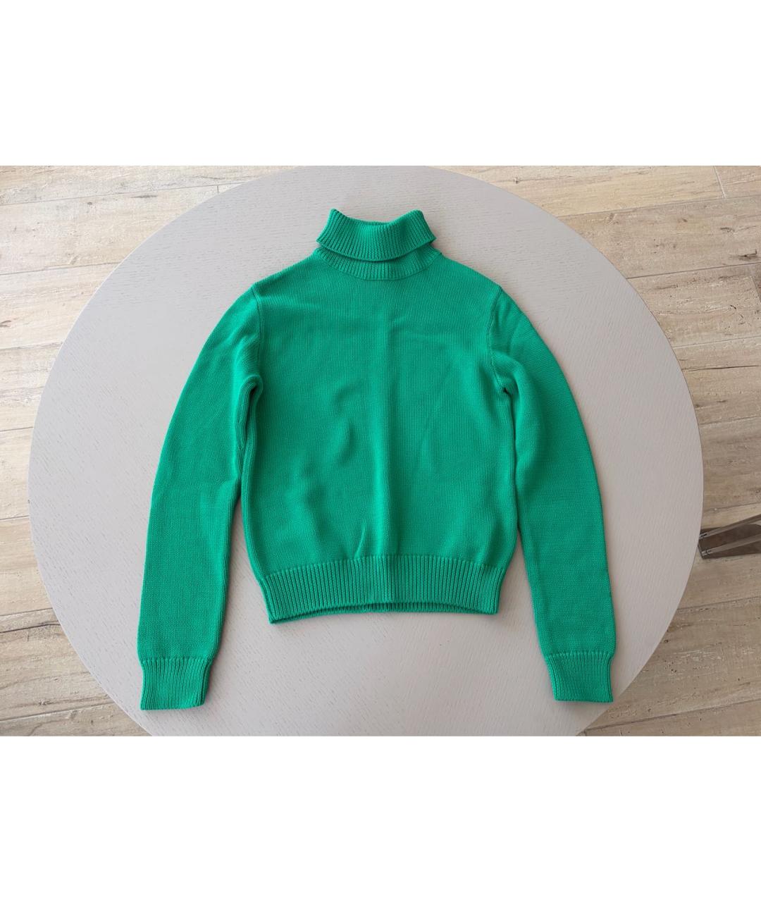 RALPH LAUREN PURPLE LABEL Зеленый хлопковый джемпер / свитер, фото 7
