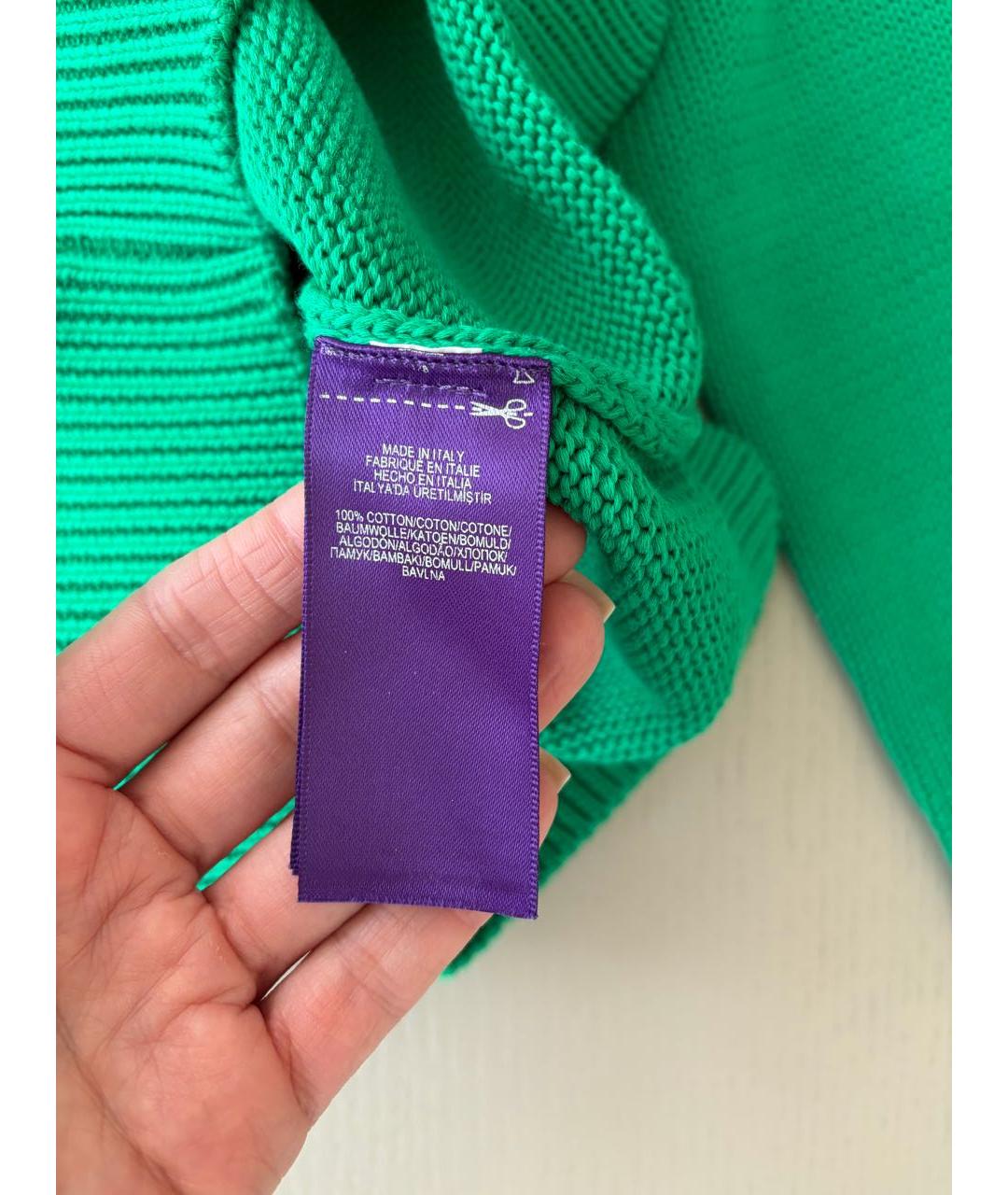 RALPH LAUREN PURPLE LABEL Зеленый хлопковый джемпер / свитер, фото 4