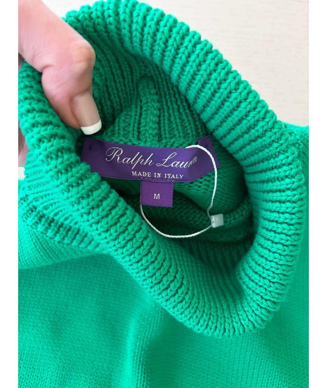 RALPH LAUREN PURPLE LABEL Зеленый хлопковый джемпер / свитер, фото 3