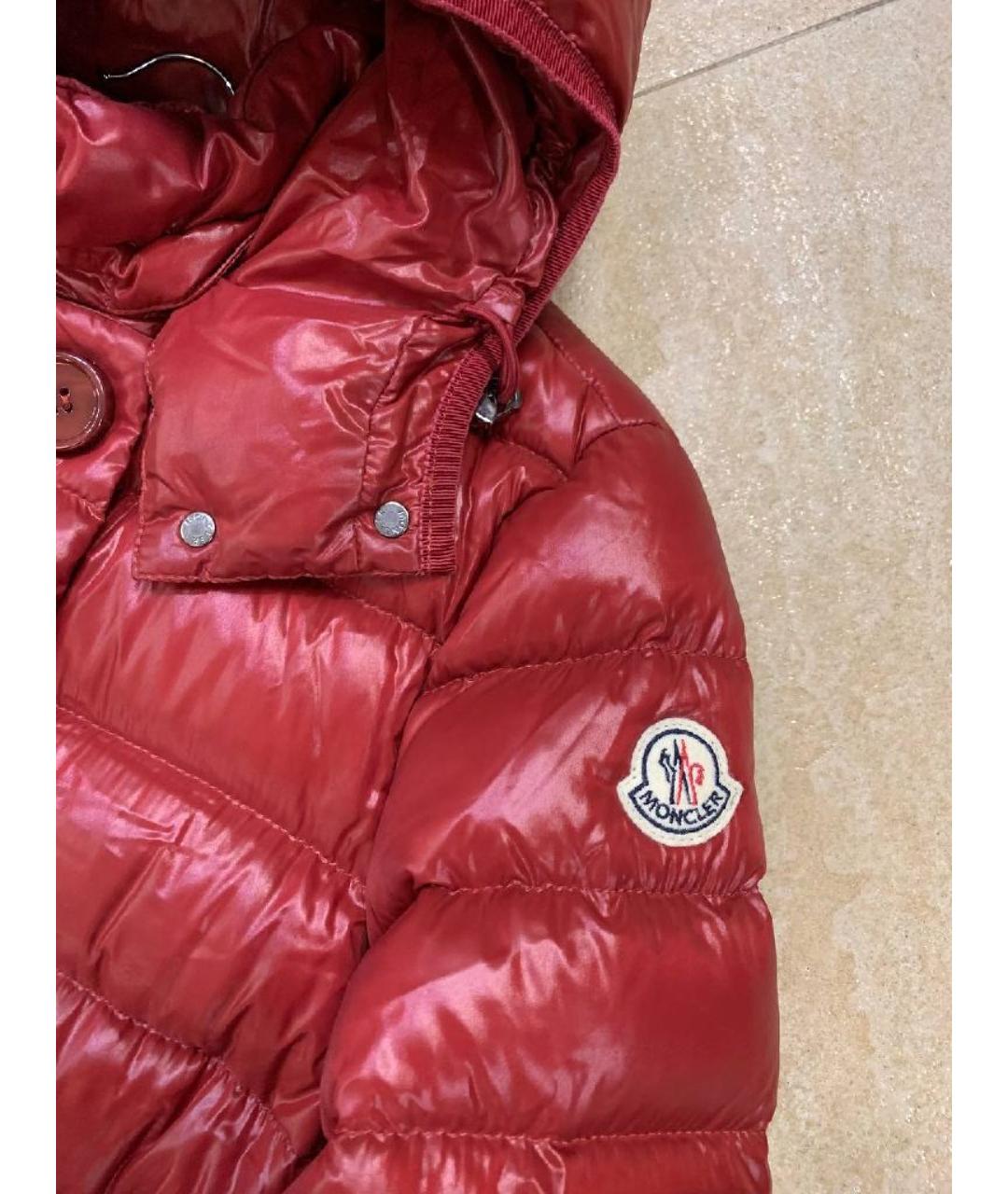 MONCLER Красный полиэстеровый пуховик, фото 6