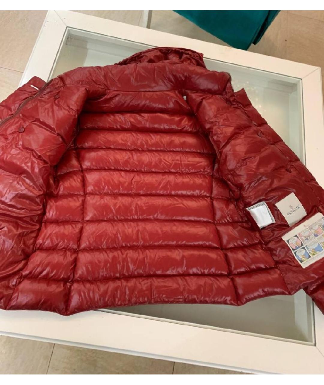 MONCLER Красный полиэстеровый пуховик, фото 3