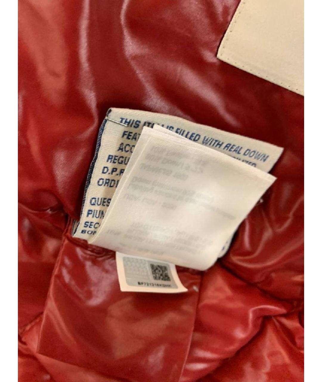 MONCLER Красный полиэстеровый пуховик, фото 4