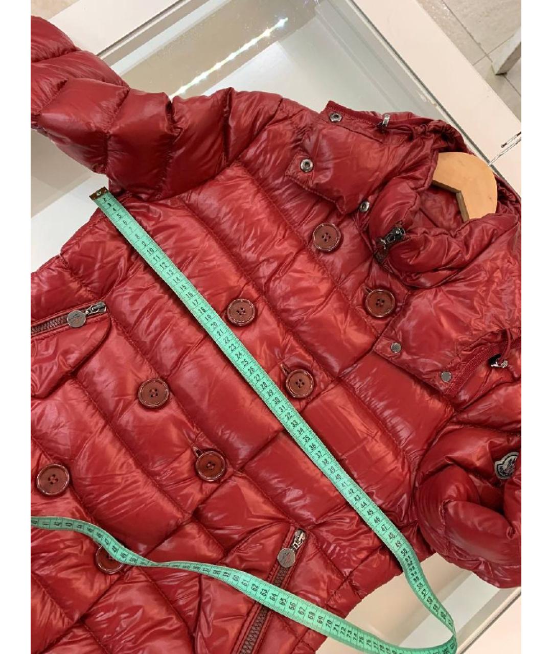 MONCLER Красный полиэстеровый пуховик, фото 7