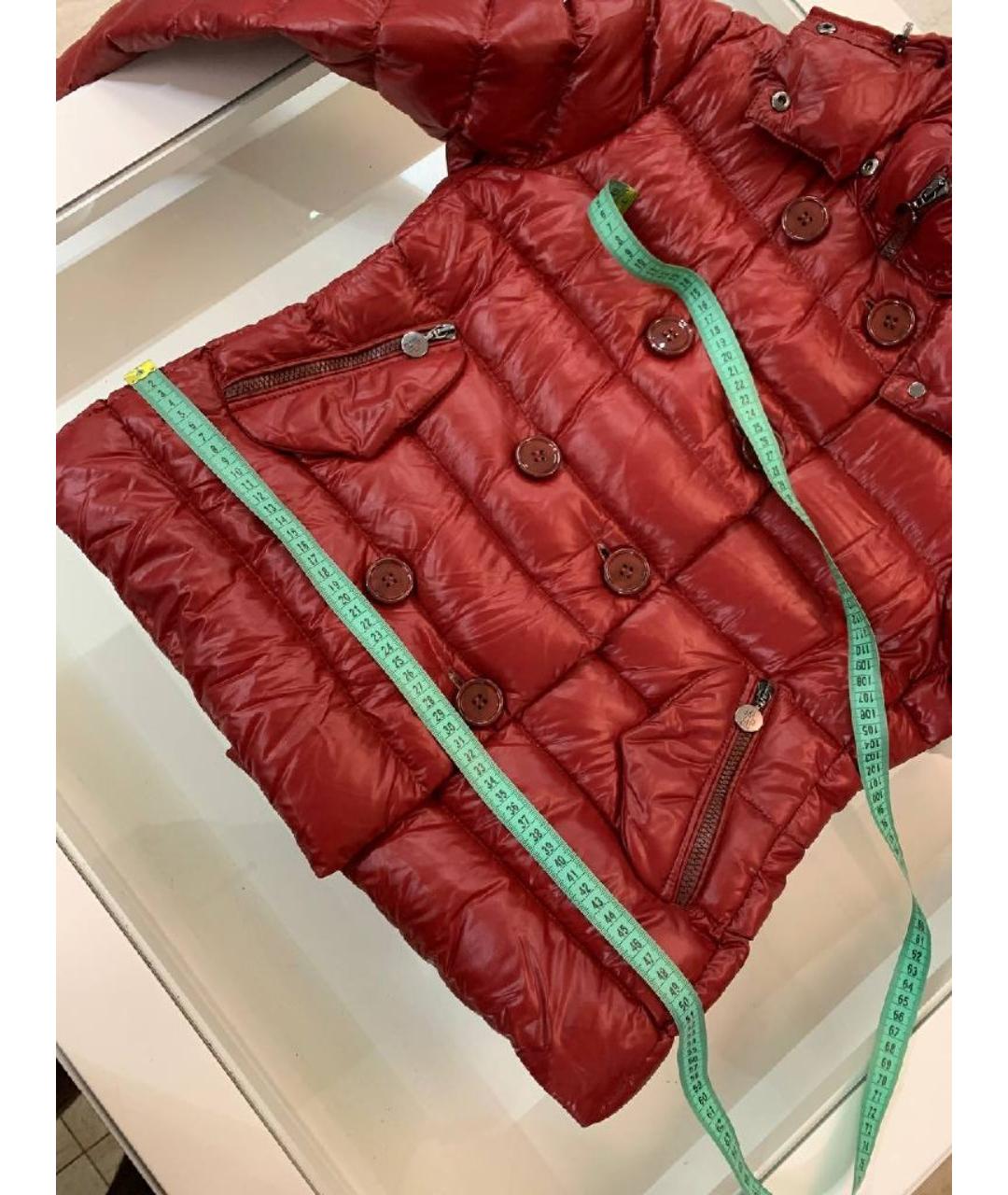 MONCLER Красный полиэстеровый пуховик, фото 8